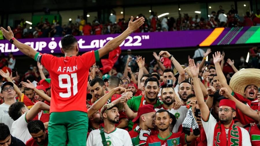 Torcida do Marrocos durante a partida contra a Espanha - NurPhoto/NurPhoto via Getty Images