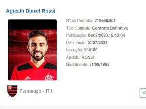 Flamengo comete gafe em registro de Rossi no BID da CBF - Reprodução - Reprodução