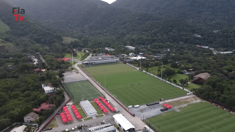 Imagem aérea do Ninho do Urubu, CT do Flamengo