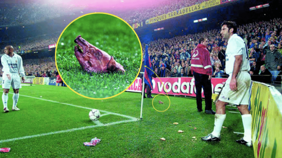 Cabeça de porco foi lançada contra Luís Figo no Camp Nou