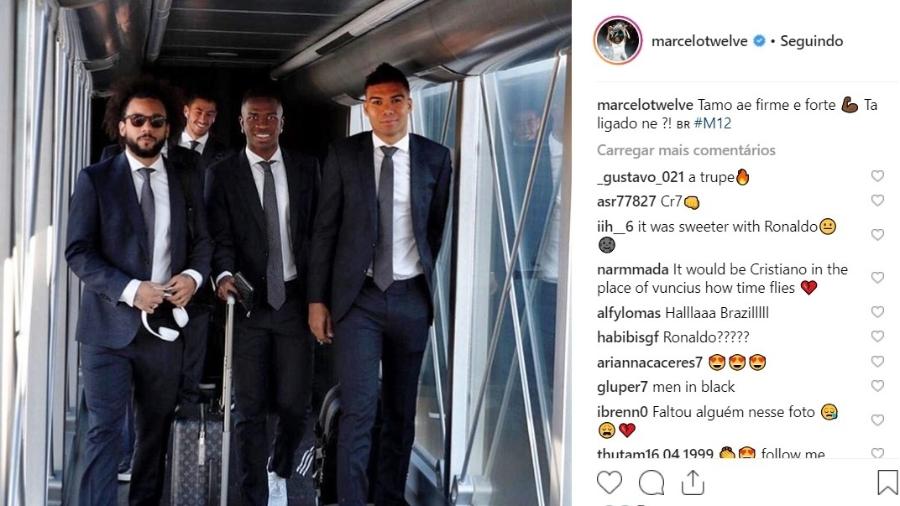 Marcelo embarca para Holanda ao lado de Casemiro e Vinicius Júnior  - Reprodução/Instagram