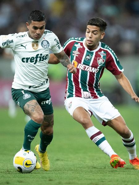 Dudu, do Palmeiras, disputa bola com Nonato, do Fluminense, pelo Brasileirão - Jorge Rodrigues/AGIF