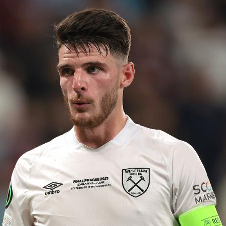 Declan Rice, do West Ham, durante a final da Liga Conferência - Jonathan Moscrop/Getty Images