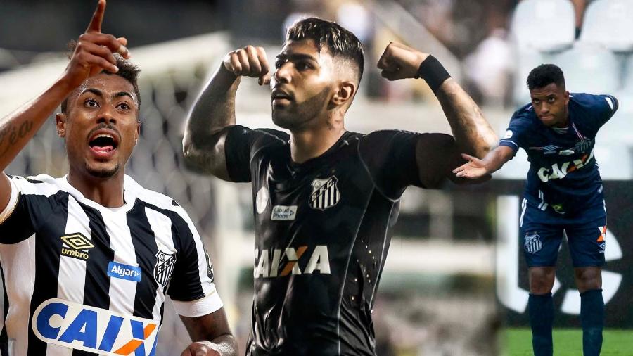 Bruno Henrique, Gabigol e Rodrygo em ação pelo Santos - Ivan Storti/Santos FC