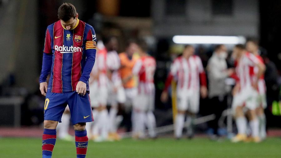 Messi durante a final da Supercopa da Espanha entre Barcelona e Athletic Bilbao - David S. Bustamante/Soccrates/Getty Images