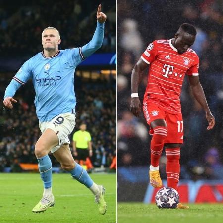 Erling Haaland, do Manchester City, e Sadio Mané, do Bayern de Munique - MB Media/Getty Images e Robbie Jay Barratt - AMA/Getty Images