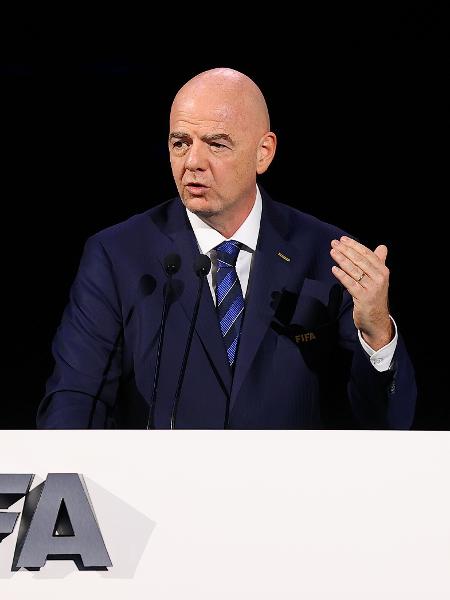 Gianni Infantino, presidente da Fifa, durante o 74º Congresso da entidade