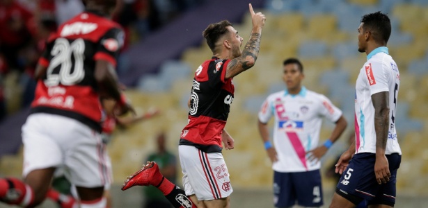 Felipe Vizeu fez o gol da vitória do Flamengo sobre o Junior Barranquilla - REUTERS/Ricardo Moraes
