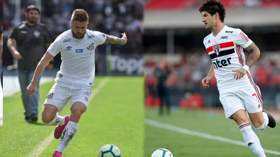 Alexandre Pato, do SÃ£o Paulo, e Eduardo Sasha, a soluÃ§Ã£o do Santos - Ivan Storti/Santos FC e Daniel Vorley/AGIF