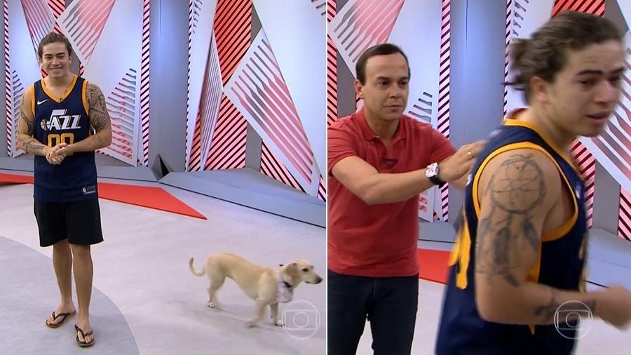 Whindersson Nunes "invade" o Globo Esporte Pernambuco e é "expulso" pelo apresentador titular, Tiago Medeiros - Montagem/UOL/Reprodução/TV Globo