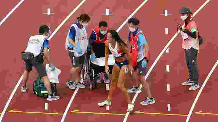 Katarina Johnson-Thompson sentiu lesão muscular, mas conseguiu concluir a prova - Rob Carr/Getty Images - Rob Carr/Getty Images