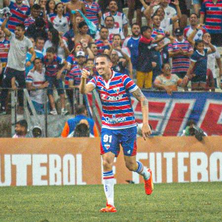 Thiago Galhardo, do Fortaleza, comemora seu gol contra o Deportivo Maldonado na Copa Libertadores - Lucas Emanuel/AGIF