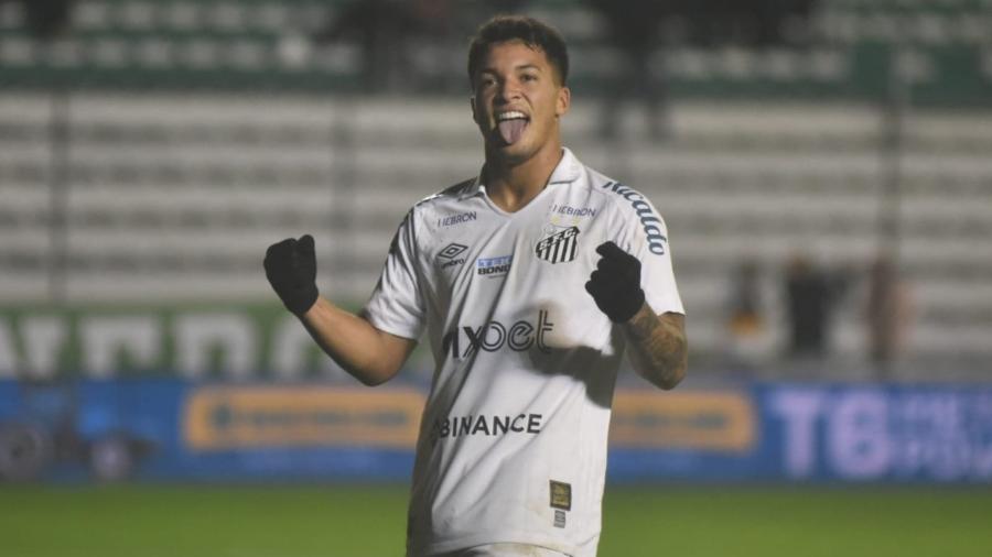 Marcos Leonardo comemora gol na partida entre Juventude e Santos, em Caxias do Sul - Ivan Storti/Santos FC