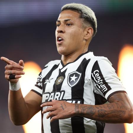 Matheus Martins, atacante do Botafogo, celebra gol contra o Flamengo, pelo Brasileiro