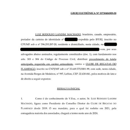  Ação de Rodolfo Landim contra o Flamengo