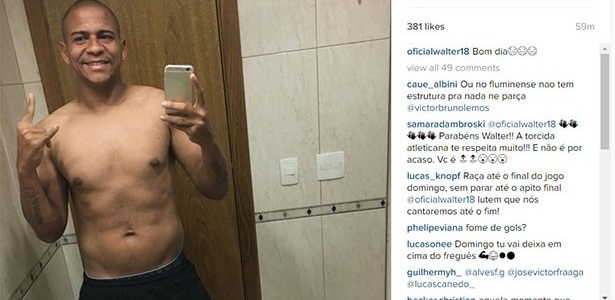 Walter emagreceu 15 kg para a temporada no Atlético-PR - Reprodução/Instagram