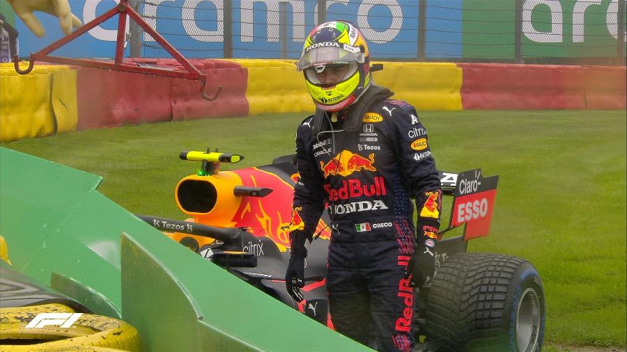 Sergio Perez bate carro e fica fora da disputa pelo GP da Bélgica - Reprodução/Twitter/Fórmula 1