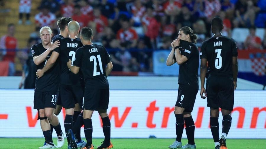Jogadores da Áustria comemoram gol sobre a Croácia na Liga das Nações - Davor Javorovic/Pixsell/MB Media/Getty Images