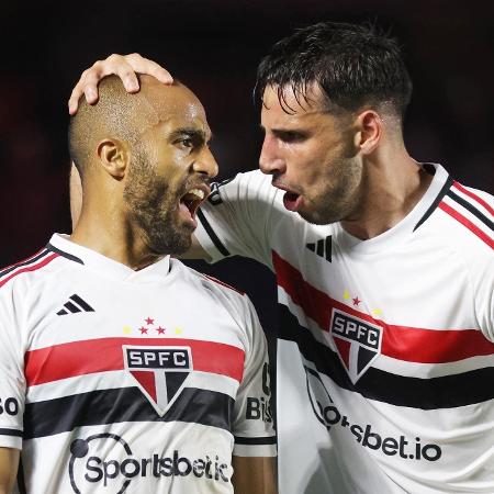 Lucas e Calleri, jogadores do São Paulo