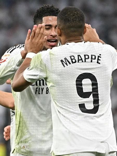 Mbappé e Bellingham marcaram os gols da vitória do Real Madrid sobre o Getafe - JAVIER SORIANO/AFP