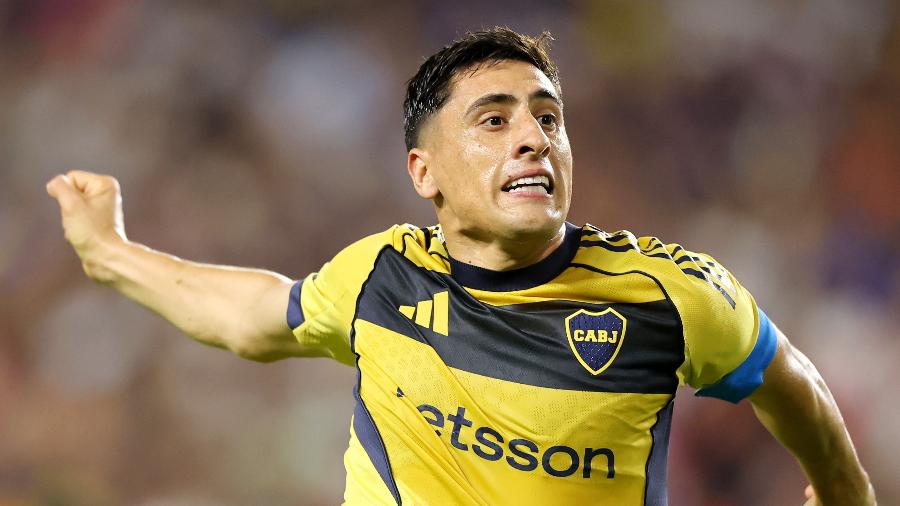 Merentiel, do Boca Juniors, celebra gol sobre o Bayern de Munique em jogo do Mundial Merentiel, do Boca Juniors, celebra gol sobre o Bayern de Munique em jogo do Mundial