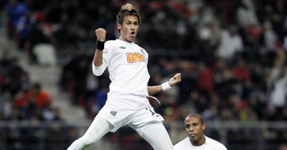 Neymar comemora gol marcado contra o Kashiwa Reysol, na semifinal do Mundial de Clubes de 2011