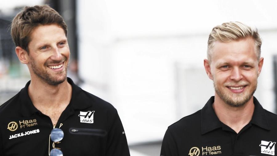 Romain Grosjean e Kevin Magnussen, pilotos da Haas - Reprodução/Twitter