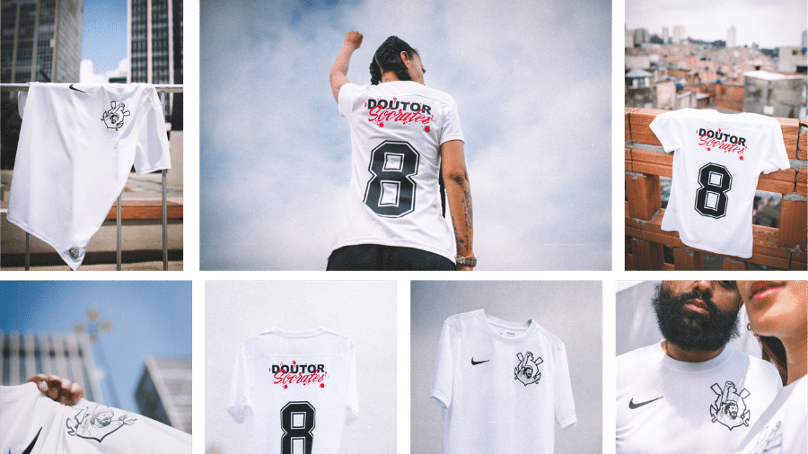 Em parceria com a Nike, o Corinthians divulgou a sua nova camisa em homenagem a Sócrates - Divulgação/Nike