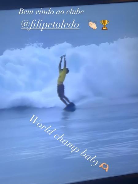 Gabriel Medina parabeniza Filipe Toledo por título mundial de surfe - Reprodução/Instagram