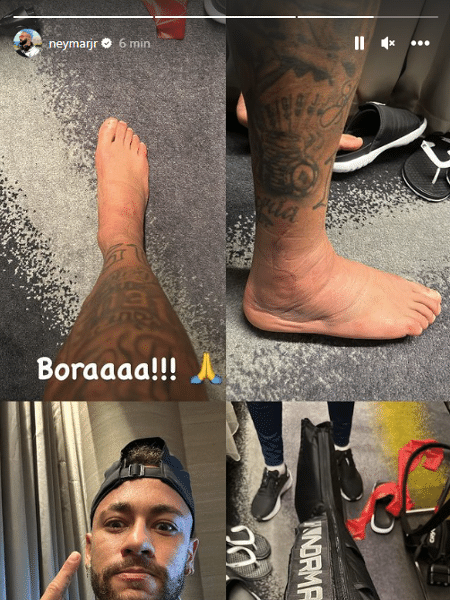 Fora da fase de grupos da Copa, Neymar mostra recuperação de tornozelo inchado - Reprodução/Instagram - Reprodução/Instagram