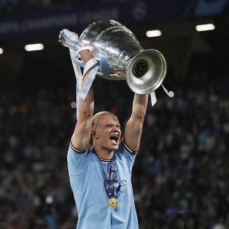 Erling Haaland celebra título do Manchester City na Liga dos Campeões