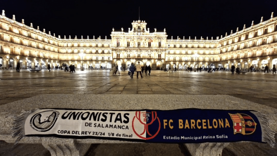 Cachecol em Salamanca anuncia o duelo entre Unionistas e Barcelona pela Copa do Rei