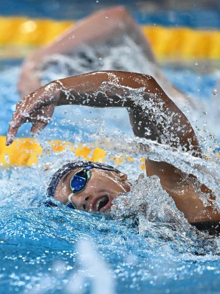 Maria Fernanda Costa durante o Mundial de natação em Doha - SEBASTIEN BOZON/AFP