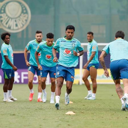 Rodrygo, durante treino da seleção brasileira no CT do Palmeiras