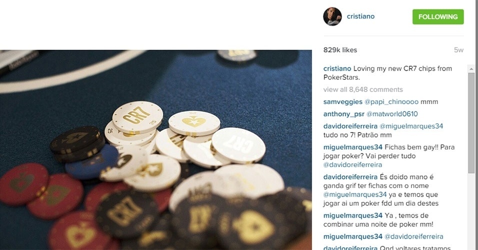 Quem ostenta joga pôquer. Mas para ostentar de verdade você precisa jogar pôquer com as suas inscrições - Reprodução/Instagram