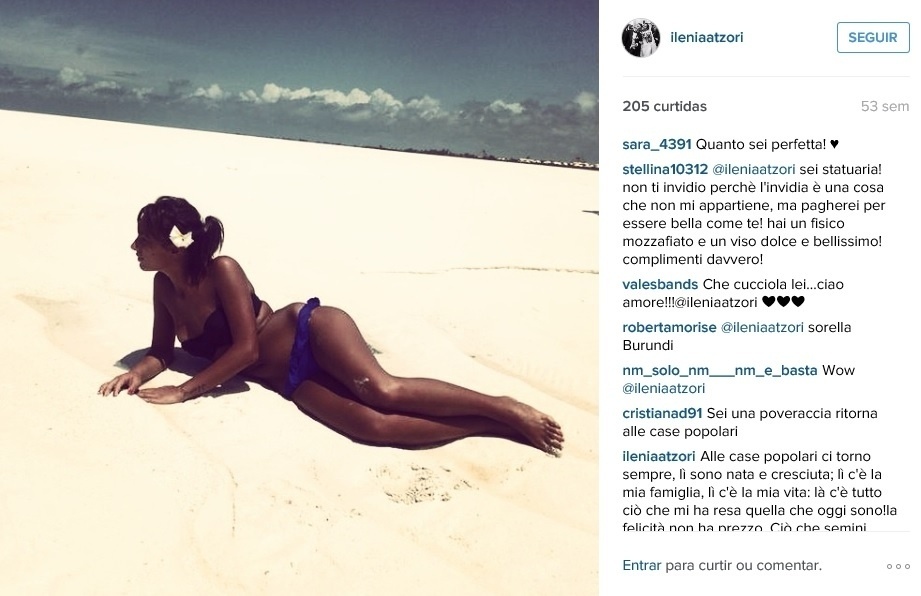 Ilenia Atzori é mulher de Alessandro Florenzi, jogador da Roma que fez golaço quase do meio-campo diante do Barcelona, pela Liga dos Campeões. - Reprodução/Instagram