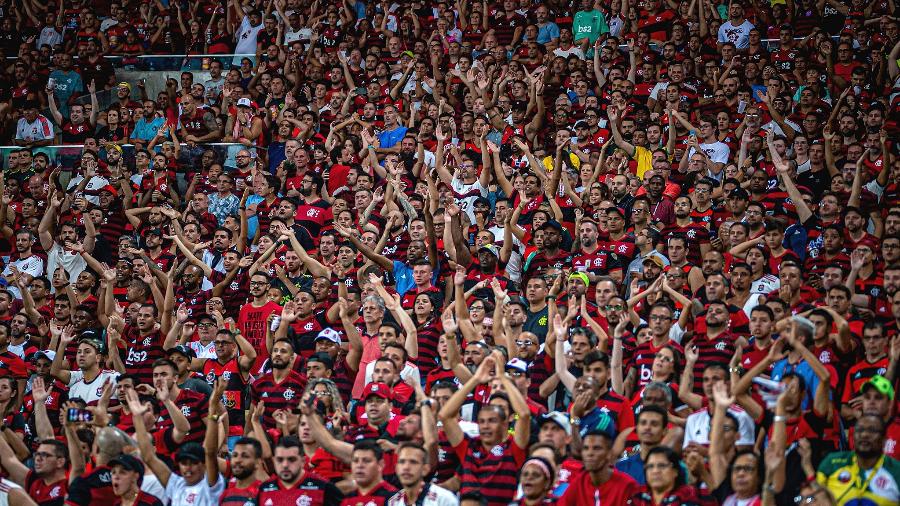 Torcida do Flamengo no jogo contra o Barcelona-EQU, no Maracanã, em 2020 - Alexandre Vidal/Flamengo