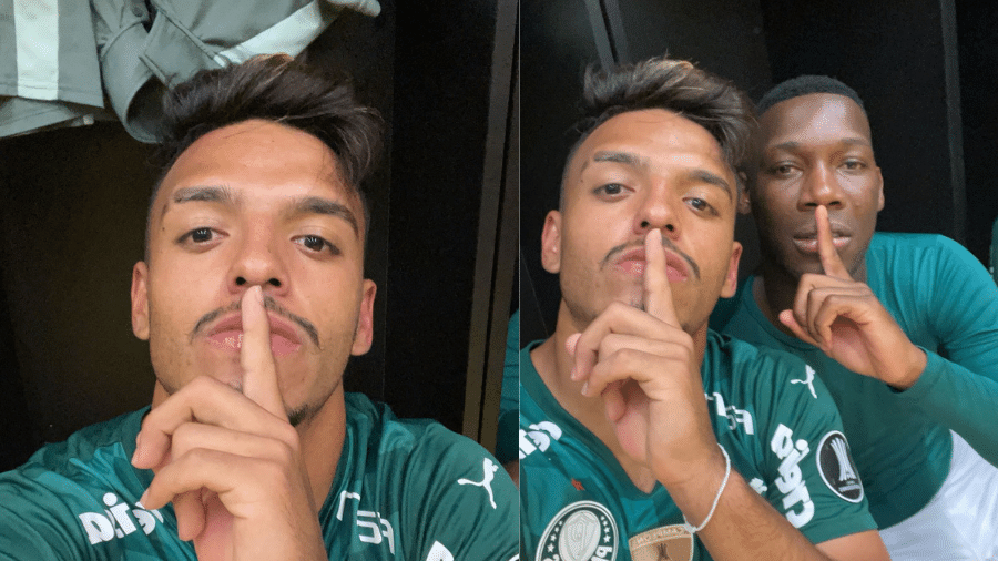 Gabriel Menino volta a fazer sinal de silêncio após classificação do Palmeiras na Libertadores - Instagram