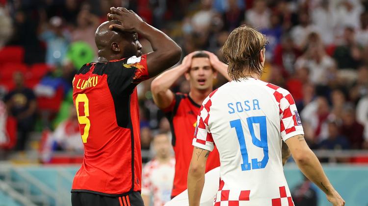 Lukaku lamenta chance perdida em Bélgica x Croácia na Copa - Francois Nel/Getty Images - Francois Nel/Getty Images