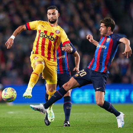 Taty Castellanos, do Girona, em ação contra o Barcelona, pelo Espanhol - Pedro Salado/Getty