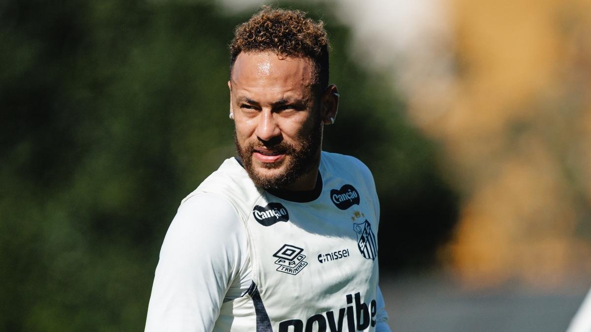 Neymar vai a campo e treina normalmente após se reapresentar no Santos