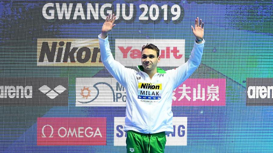 Kristof Milak, da Hungria, ganhou a medalha de ouro nos 200 metros borboleta no Mundial de Esportes Aquáticos - Quinn Rooney/Getty Images