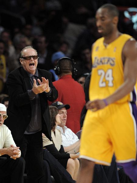 Jack Nicholson e Kobe Bryant, durante partida do Los Angeles Lakers, em 2008 - Photo/Mark J. Terrill