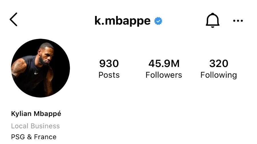 Mbappé coloca foto de LeBron James em seu perfil no Instagram - Reprodução/Instagram