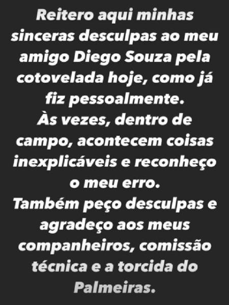 Postagem de Luan, zagueiro do Palmeiras - Reprodução