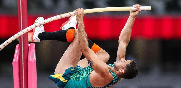 Thiago Braz, no salto com vara nos Jogos Olímpicos de Tóquio