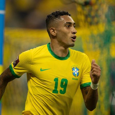 O atacante Raphinha atuou entre os titulares da seleção brasileira contra o Uruguai pelas Eliminatórias da Copa do Mundo de 2022 - 14/10/2021 - Lucas Figueiredo/CBF