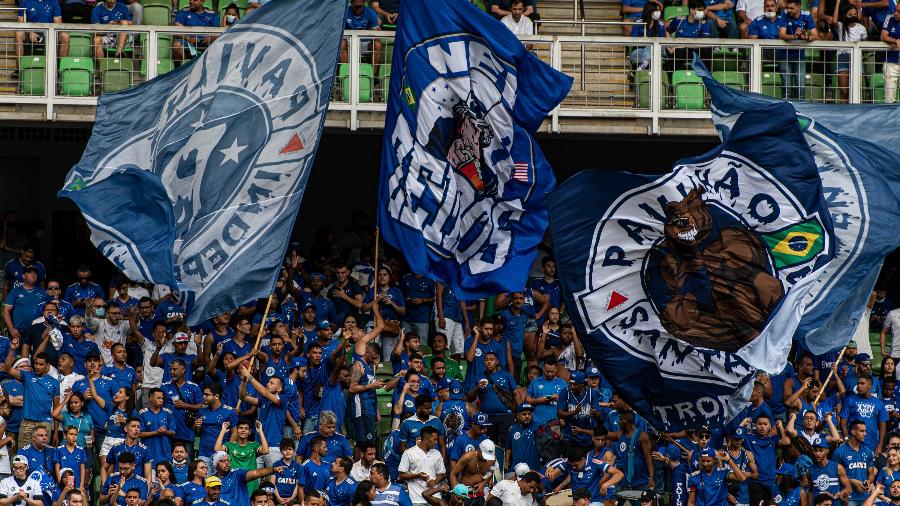 Torcida do Cruzeiro apoia o time na Arena Independência  - Alessandra Torres/AGIF