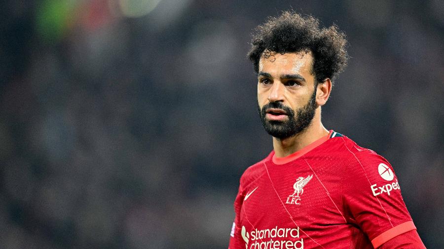 Mohamed Salah parou na trave em jogo entre Liverpool e Inter de Milão pela Liga dos Campeões - Mario Hommes/DeFodi Images via Getty Images