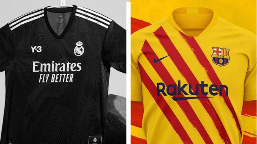 Real Madrid e Barcelona vestirão camisas diferentonas no "El Clásico" - Reprodução/Twitter
